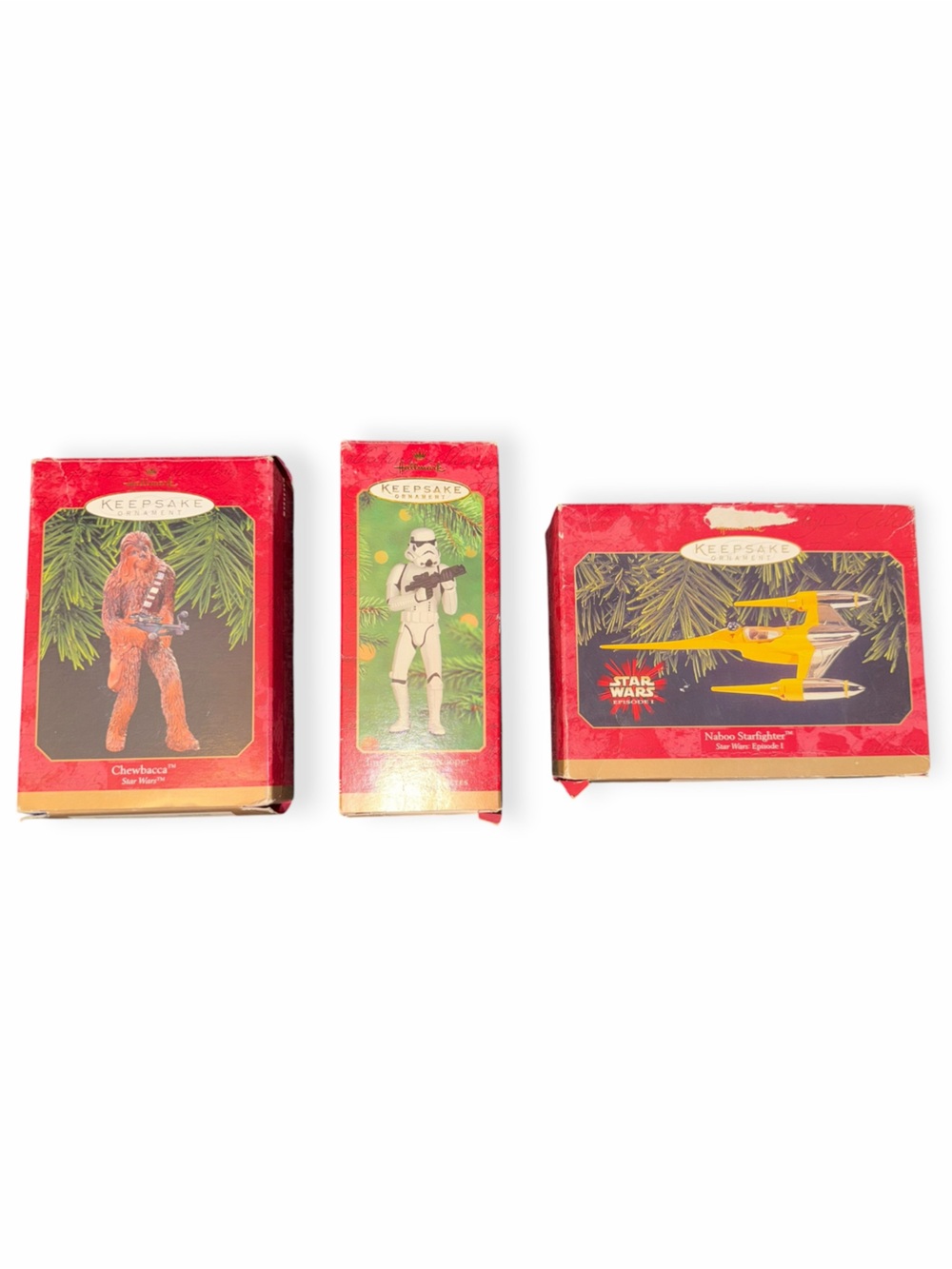Vintage Hallmark Keepsake Star Wars Ornaments Lot Chewbacca Stormtrooper Naboo